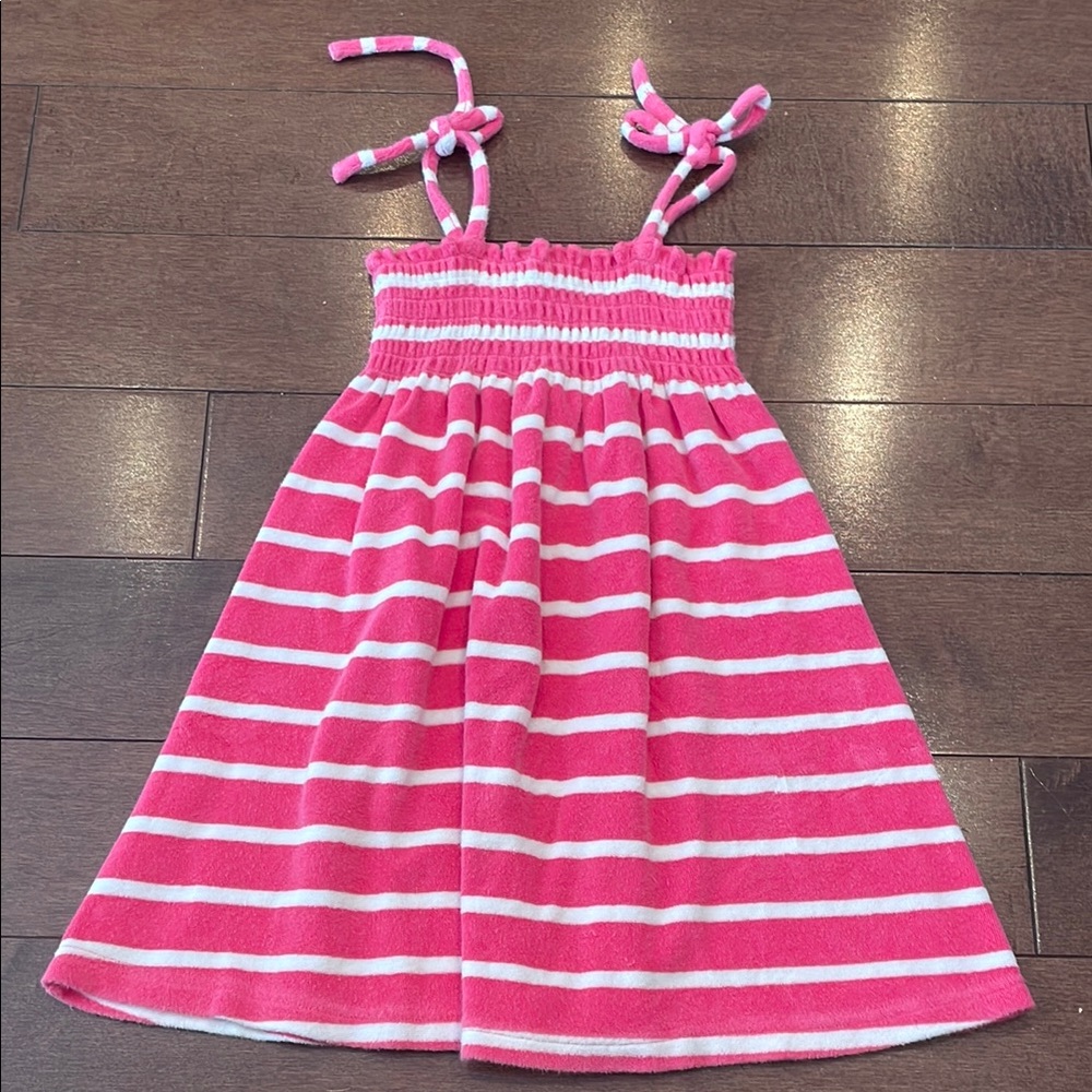 Chaps Pink Smocked Tie Front Sundress
